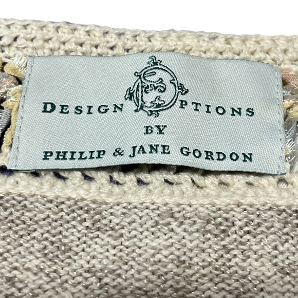 Design Options Philip & Jane Gordon Beige Knit Ribbon Grandma Cardigan Sweater - Picture 11 of 12